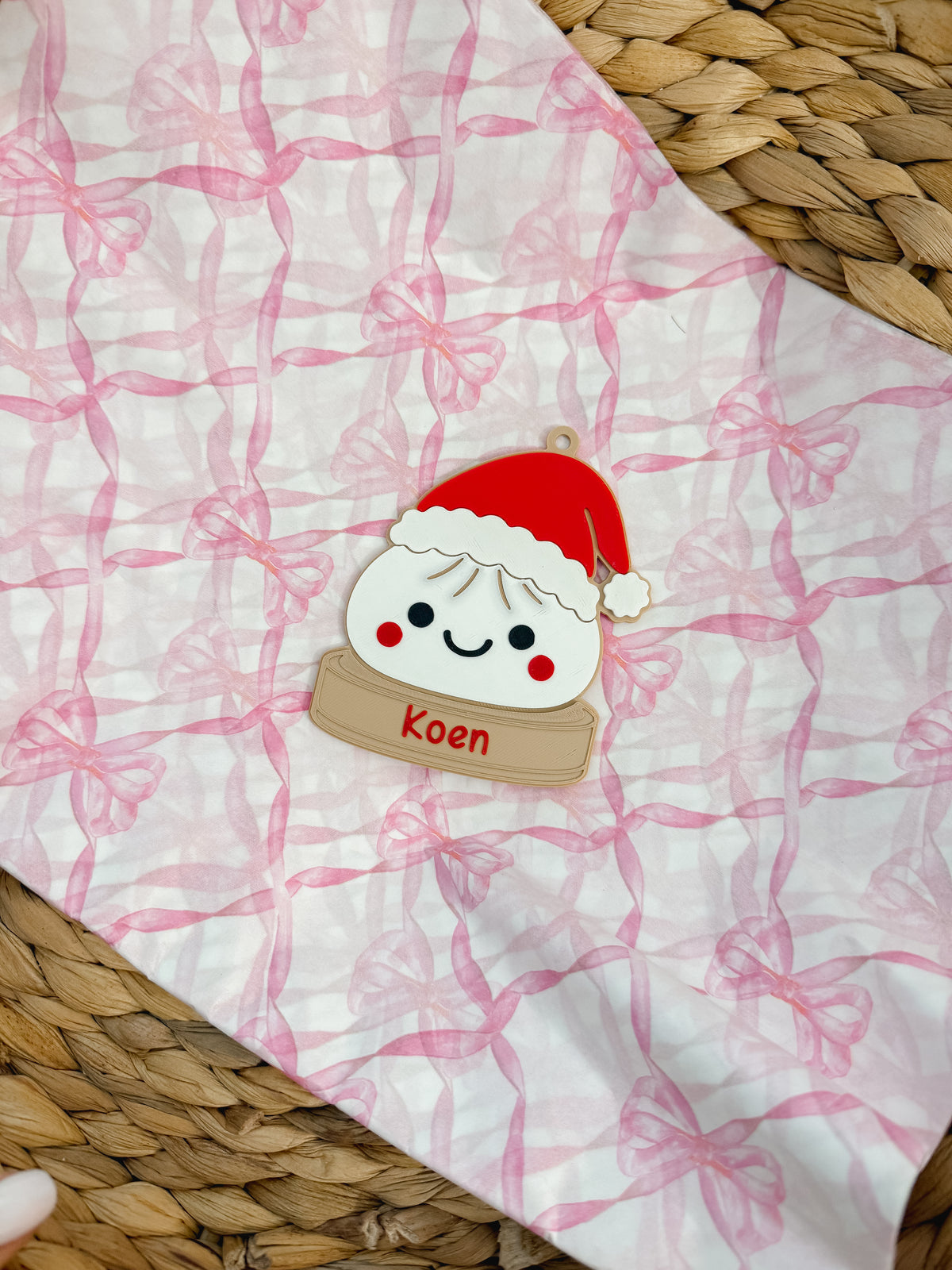 Customizable dumpling Santa hat ornament