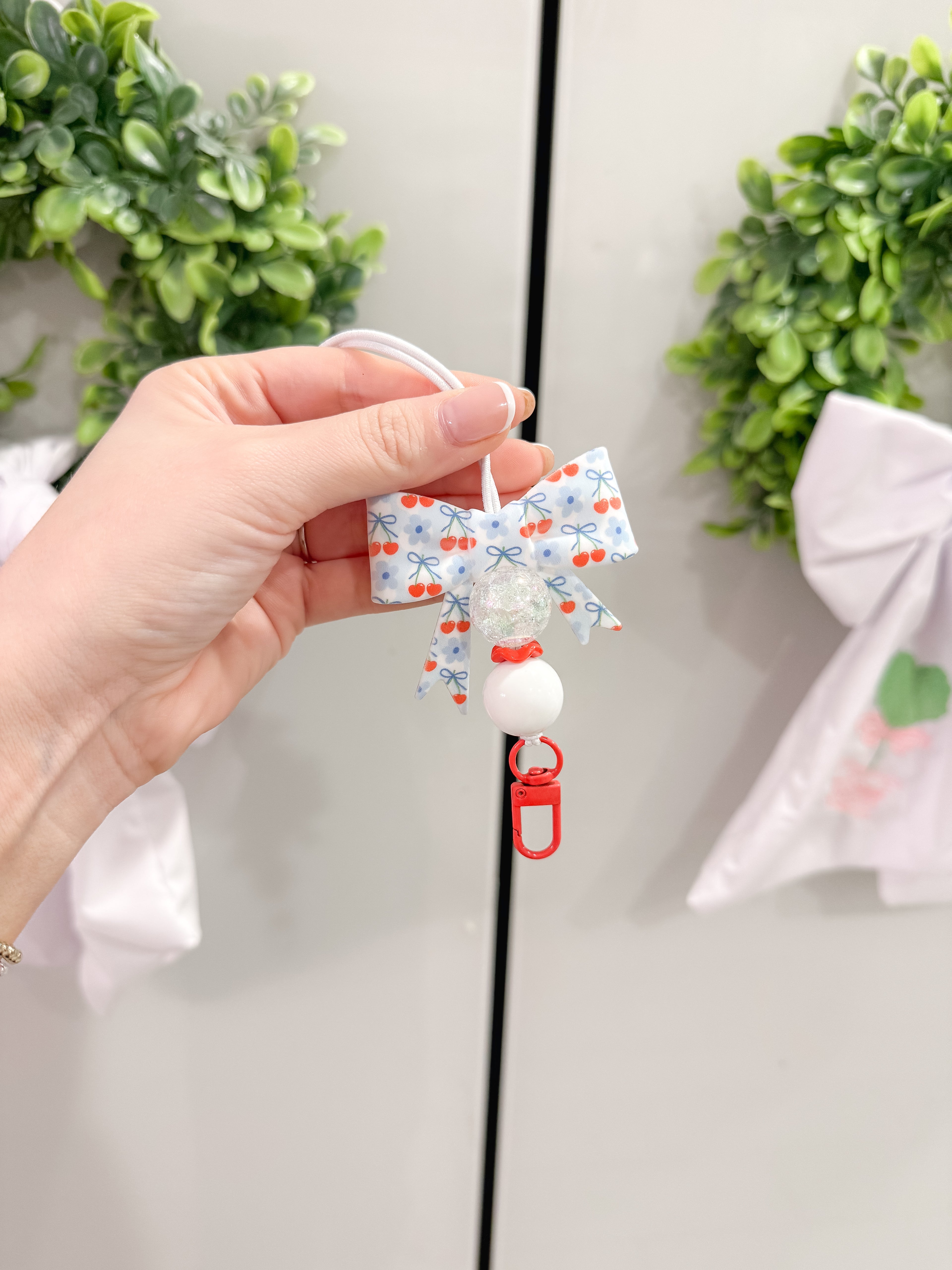 Blue cherry reusable freshie hanger