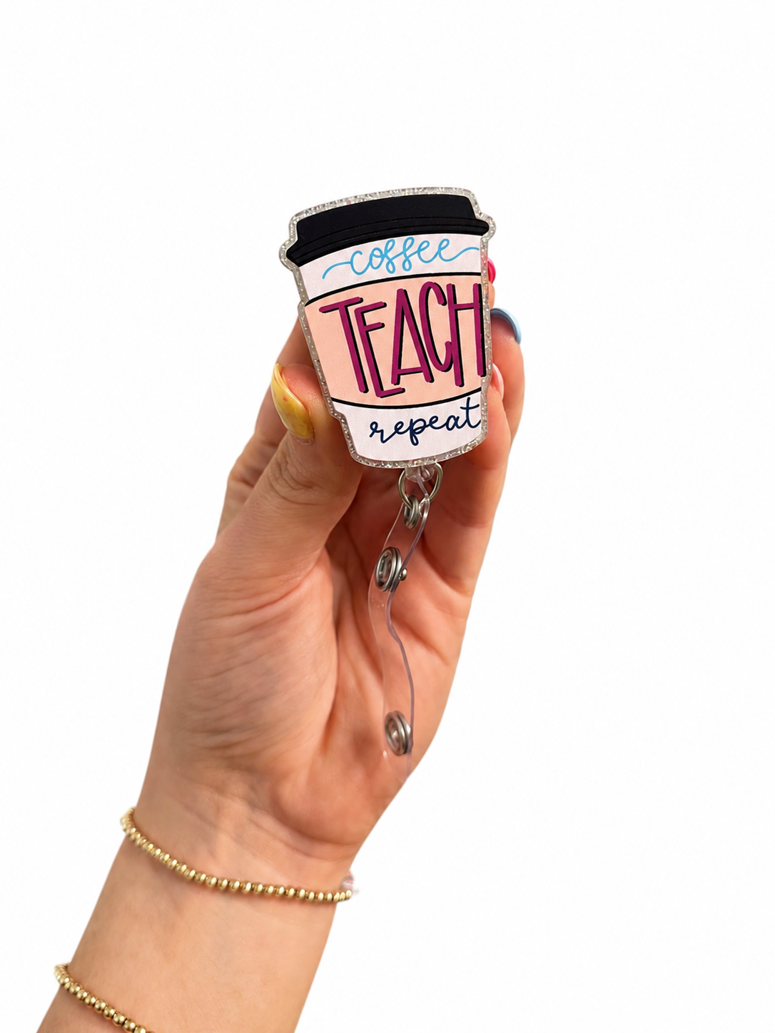 Teacher coffee badge reel