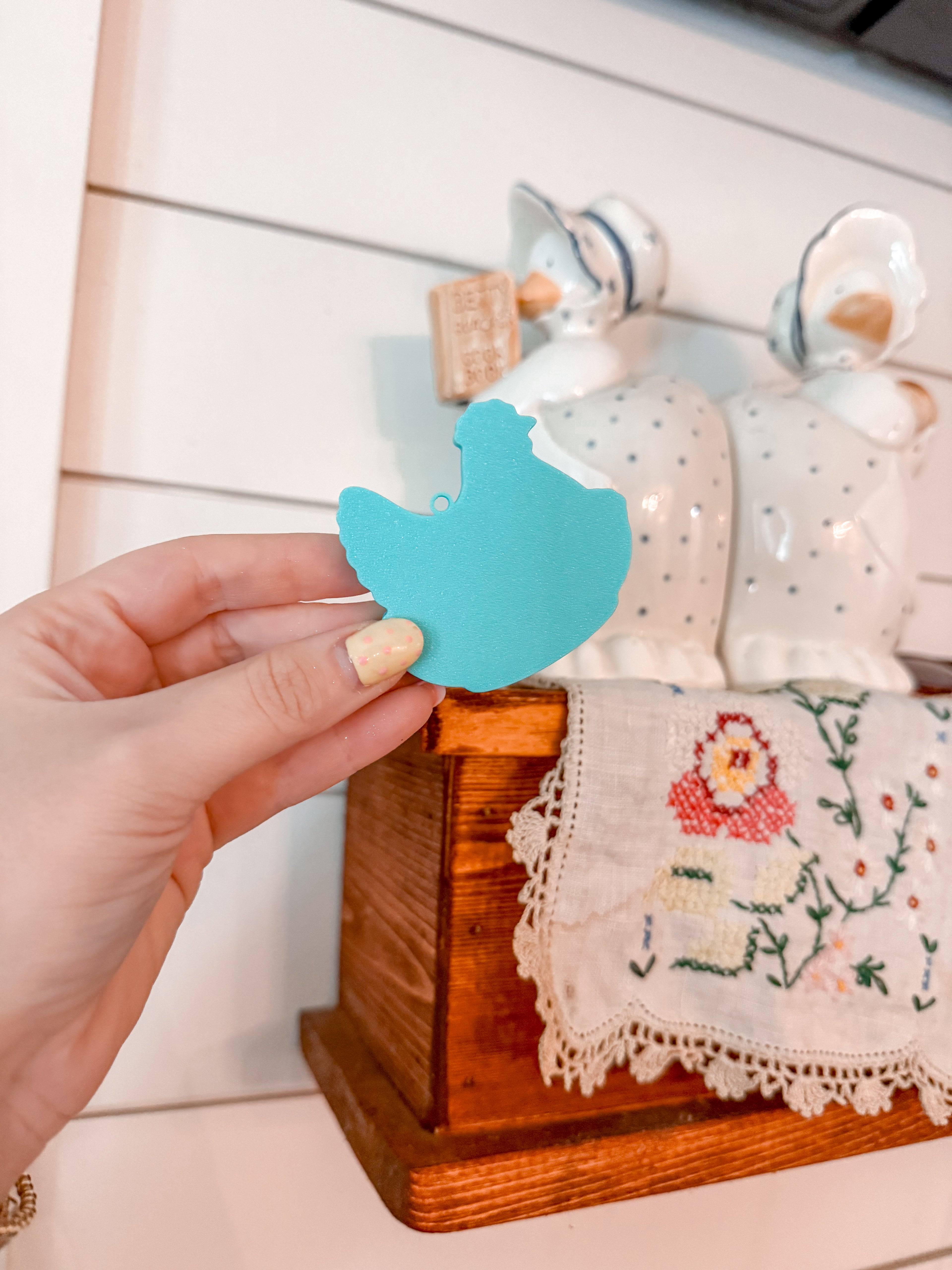 Teal Hen / keychain & bottle opener