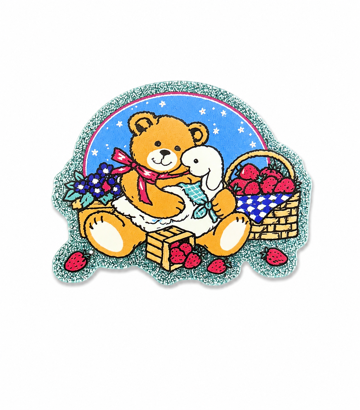 Vintage bear and strawberry magnet